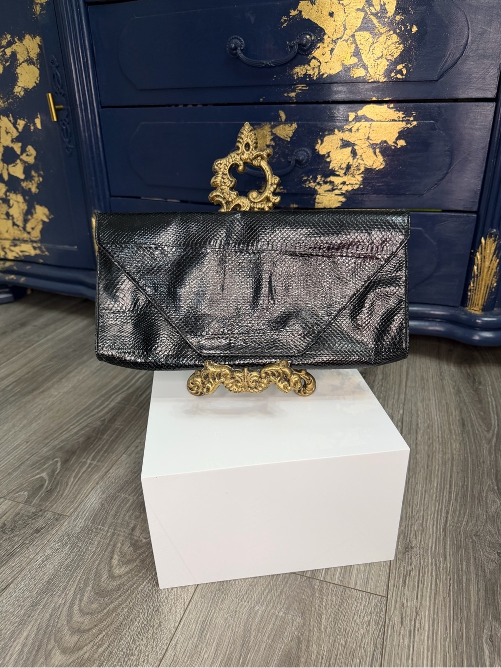 NWT Beirn genuine snakeskin envelope clutch